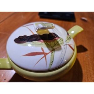 Collectible Vibrant Colors South Pacific Vintage Red Wing Bowl with Lid. 284